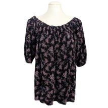 Anthropologie Deletta Womens Caitha Cold Off Shoulder Purple Floral Top Small - £17.98 GBP