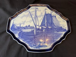 boch belgium Ceramic wallplate with Dutch scene sailing ships . Marked b... - $99.00