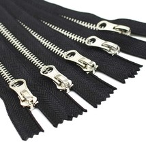 5Pcs 16 Inch Silver Metal Zippers Bulk #5 Close End Metal Zippers For Se... - $27.48