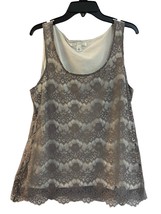 Banana Republic  Tank Top Womens Size 2 Gray Lace Front Dressy Lined - £6.01 GBP