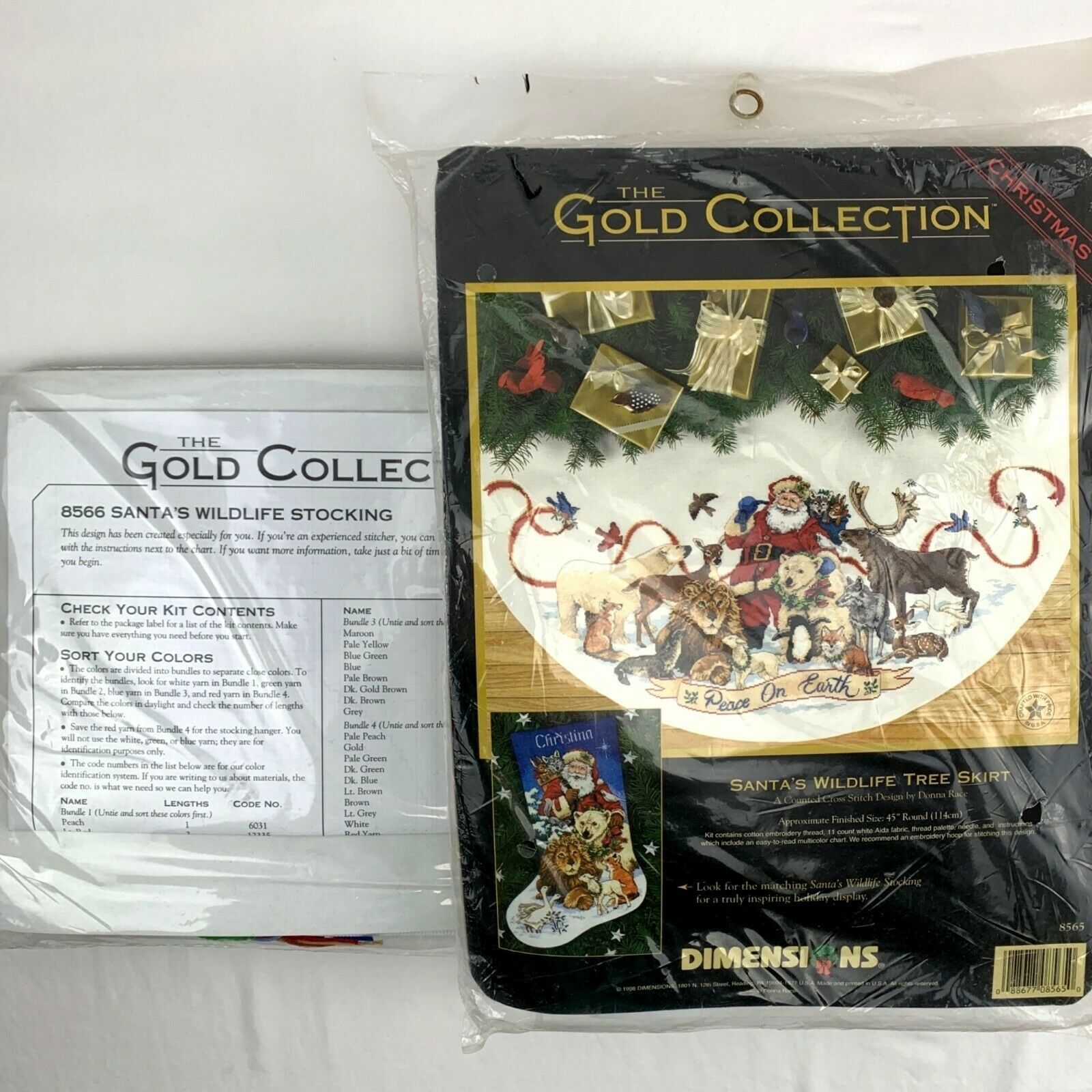 Dimensions Gold Collection Santa's Wildlife Tree Skirt & Stocking Kit 8565 8566 - $220.50