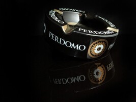 Perdomo Black and Gold Ceramic Large Cigar Ashtray 9" Diameter NIB image 5