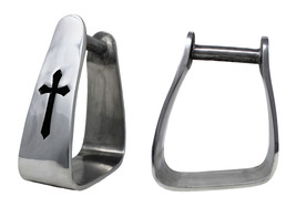 Challenger Western Angled Aluminum Saddle Roper Stirrups Black Cross 5132 - $44.54