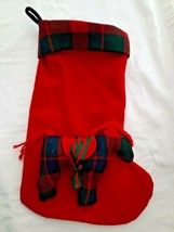 VTG Red &amp; Plaid 1984 Woof &amp; Poof Christmas Stocking w/ Removeable Stuffed Horse - £60.12 GBP