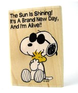 Peanuts Snoopy &amp; Woodstock Hug Wood Stamp New 2002 Sun Shining I&#39;m Alive... - £17.96 GBP