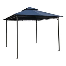 10Ft x 10Ft Outdoor Garden Gazebo with Iron Frame and Navy Blue Canopy - £293.82 GBP