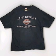 Harley Davidson T Shirt Mens XL Black Life Begins When You Get One Adult Hanes - £5.55 GBP