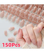 150Pcs Gradient Nude Short Almond Fake Nails XS/S/M Size Glossy Full Cov... - $146.03 MXN