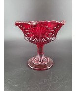 Fenton Ruby Red Tokyo Pattern Pedestal Compote Candy / Nut Dish Art Glas... - £14.11 GBP