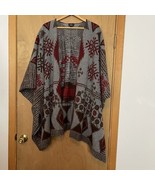 American Eagle Knit Poncho Sweater Kimono One Size Holiday Christmas - $380.59 MXN