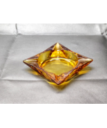 Vintage CAMBRIDGE Honey Gold Amber Cigar Ashtray - Unique Diamond Star S... - $15.58
