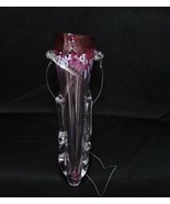 Hand Blown Hanging Glass Vase Cranberry - Clear, Signed “LZ” - $31.00