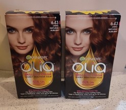 2x Garnier Olia Brilliant Color #6.43 Light Natural Auburn Permanent Color - £26.13 GBP