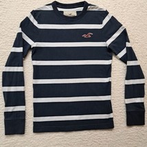 Womens Hollister White and Navy Striped Long Sleeve Jersey Shirt Size Small - £7.76 GBP