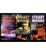LOT of THREE paperback books by STUART WOODS * Short straw, Disasters, S... - $7.95