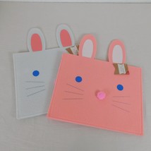2 Easter Spring Felt Bunny Pouch 10&quot; x 8&quot; Pocket Horizon Group Pink White 12&quot; H - £4.73 GBP