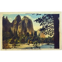 Postcard, vintage, Yosemite National Park, Cathedral Rocks, Merced River - £7.82 GBP