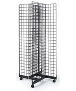 2&#39; x 5&#39; Grid Panel 4-Sided Floorstanding Display Fixture with Rolling Base. - £161.35 GBP