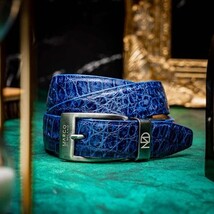 Emilio Genuine Exotic Alligator Belt Antique Navy image 4