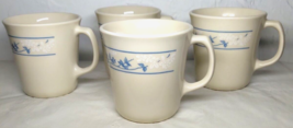 Corning USA Vintage First Of Spring 4 Coffee/Tea Mugs White &amp; Blue Floral - £14.42 GBP