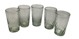 Continental Can Co / Hazel Atlas  Green Clear Swirl Glass Tumblers (Set ... - $33.55 CAD