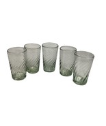 Continental Can Co / Hazel Atlas  Green Clear Swirl Glass Tumblers (Set ... - $24.74