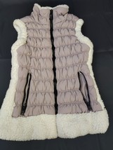 Calvin Klein Puffer Vest Women’s Med. Lavender Shearling Sherpa Stand Up... - £8.49 GBP