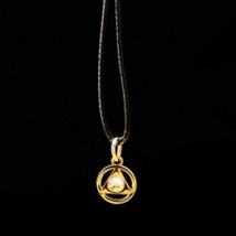 Aa Recovery Small Gemstone 24K Gold Pendant Gp Necklace - £31.26 GBP