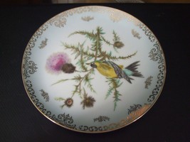 Lipper &amp; Mann Creation Bird &amp; Flowers Hanging Plate with Gold Scroll Rim 7.25&quot; - £15.68 GBP