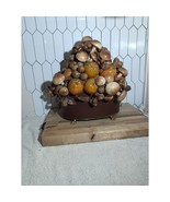 Mushroom Floral Arrangement, VTG Centerpiece, Walnuts &amp; Oranges, Botanic... - $748.28 MXN