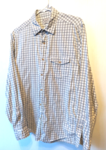 J. CREW Mens Cotton Button Shirt Check Gray White M Tailored Long Sleeve... - £23.50 GBP