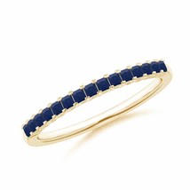 ANGARA Square Blue Sapphire Semi Eternity Classic Wedding Band in 14K Solid Gold - £366.18 GBP