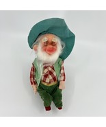 Vintage JESTIA Christmas 7&quot; Hillbilly Plastic Face Felt Decoration Ornament - $21.09 CAD