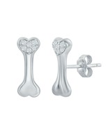 Sterling Silver Clear CZ Dog Bone Stud Earrings - $39.08 CAD