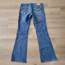 Amethyst Frayed Distressed Embroidered Whiskered Bootcut Denim Jeans Size 9 - $14.84