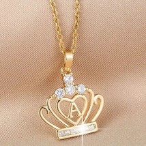 1Ct Round Cut Lab Created Diamond Crown Letter A&quot; Pendant 14k Yellow Gold Plated - £117.94 GBP