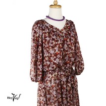 Vintage Flowy Boho Floral Dress - Blouson Top, Elastic Waist - Sz M/L - ... - £23.98 GBP