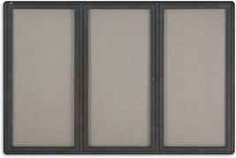 Quartet 6x3&#39; Enclosed Radius Fabric Bulletin Board 3 Door, Graphite Fram... - $930.55