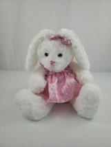 2010 Target Soyea Soft White Easter Bunny Plush Silky Pink Dress Matching Bow  - $25.00
