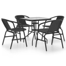  Garden Dining Set Black Steel 5 Piece Set Stackable - $8,112.38 MXN