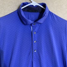 Greyson Polo Shirt Mens Size Large Blue Wavy Striped Geometric Golf Stretch EUC - £25.17 GBP