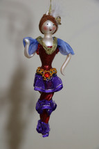 Blown Glass Christmas Ornament Di Carlini Style Figural Dancing Lady   7 1/2&quot; - £26.29 GBP
