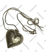 Vintage Sterling Silver 925 Puffy Heart Charm Pendant Necklace - €64,95 EUR