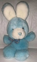 Vintage 1985 Love Land Easter Blue Bunny Rabbit Stuffed Rattle Plush Baby Toy - £27.53 GBP