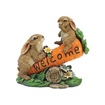 Toscano Bunny Bunch Welcome Sign Statue  - £53.48 GBP