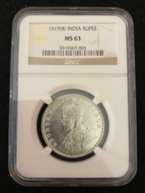 British India 1921 B George Rupee Silver Ngc Ms 63 - £130.23 GBP