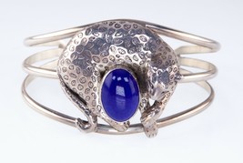 Designer Carol Felley Lapis Lazuli Spotted Leopard Cuff Bracelet - £543.85 GBP