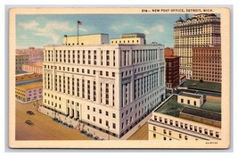 Post Office Building Detroit Michigan MI UNP Linen Postcard B19 - £1.53 GBP