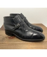 Vintage Sears Leather Ankle Boots Black Buckle Strap Men’s 11D #70136 Retro - $88.11