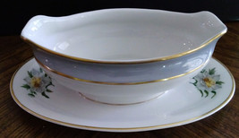 Princess Golden Peony Tru Tone Gravy Boat Dish with Attached Underplate - $9.50